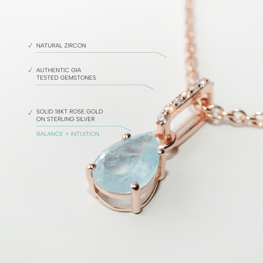 Aquamarine Necklace Spirit-Rose Gold
