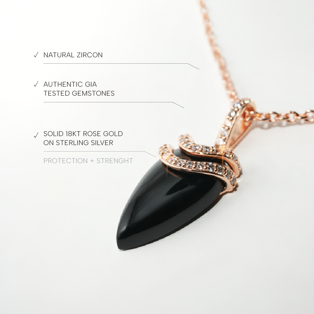 Black Spinal Necklace Divinity- Rose Gold