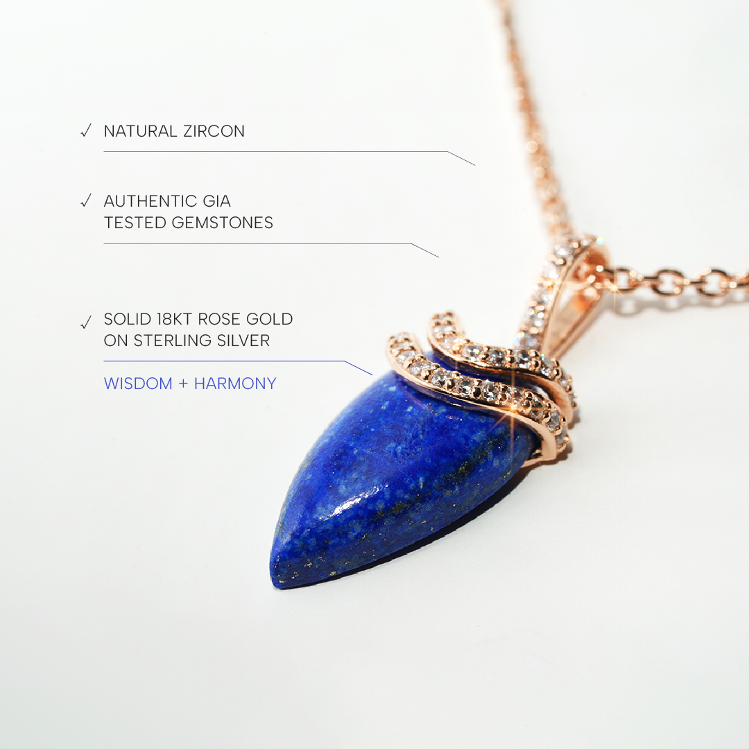 Lapis Lazuli Necklace Divinity- Rose Gold