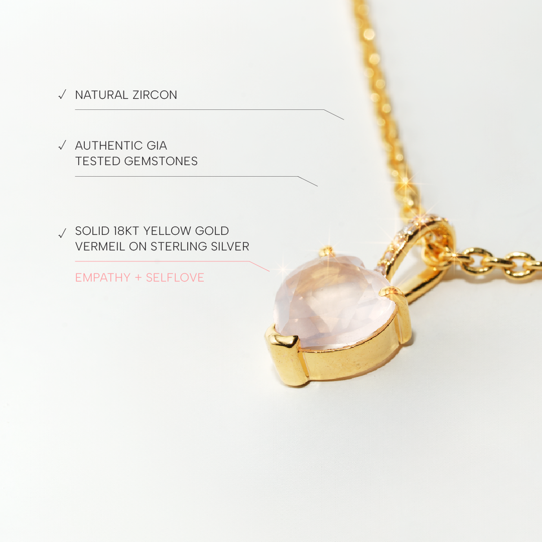 Rose Quartz Necklace Love - Gold