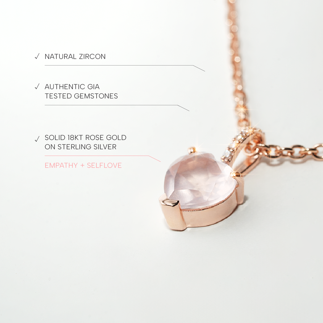 Rose Quartz Necklace Love - Rose Gold
