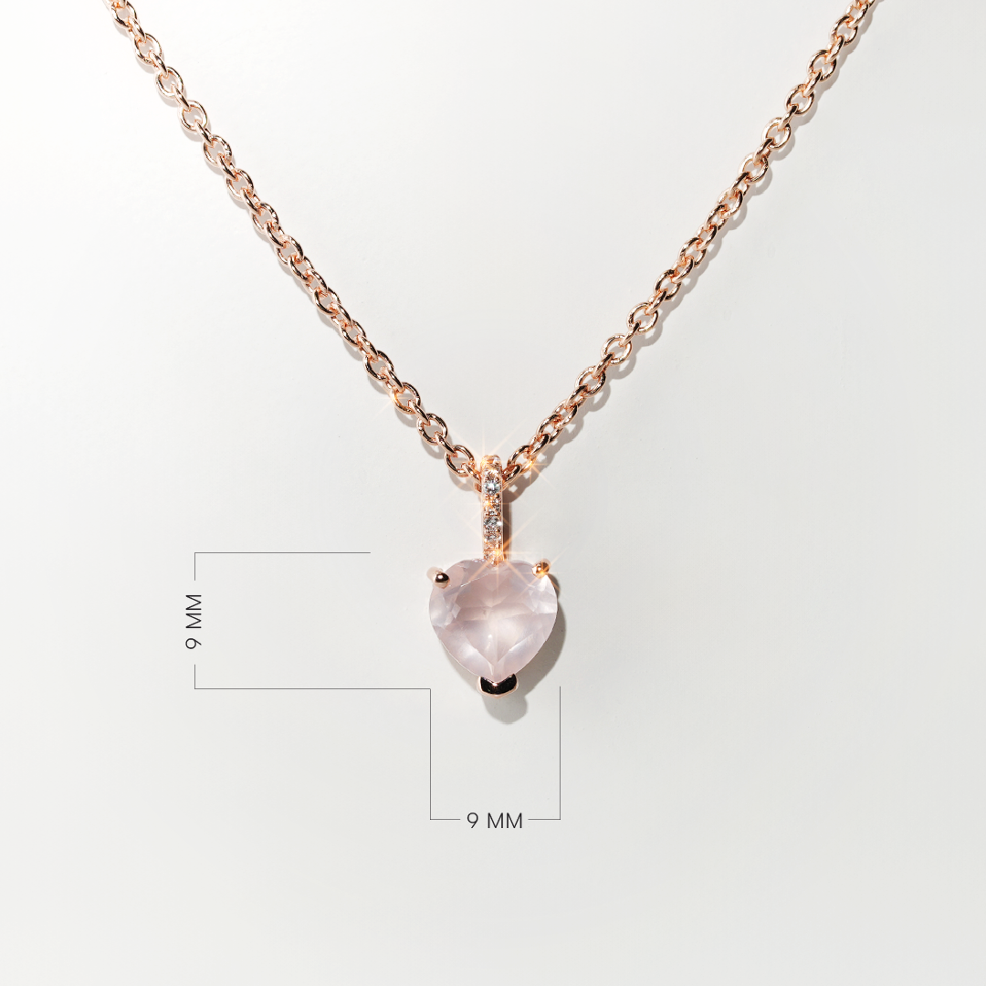Rose Quartz Necklace Love - Rose Gold