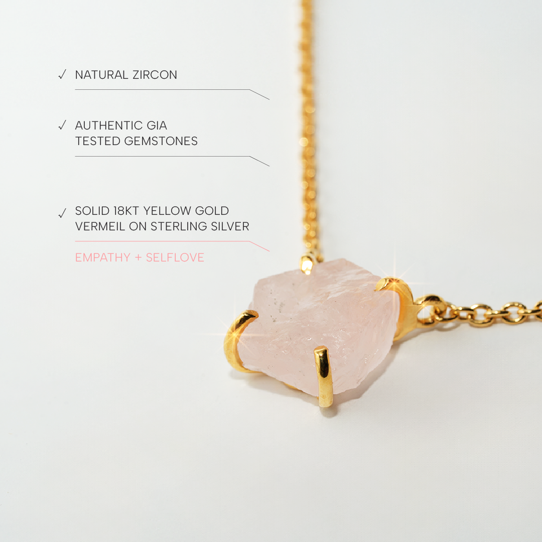 Rose Quartz Necklace Raw Radiance - Gold