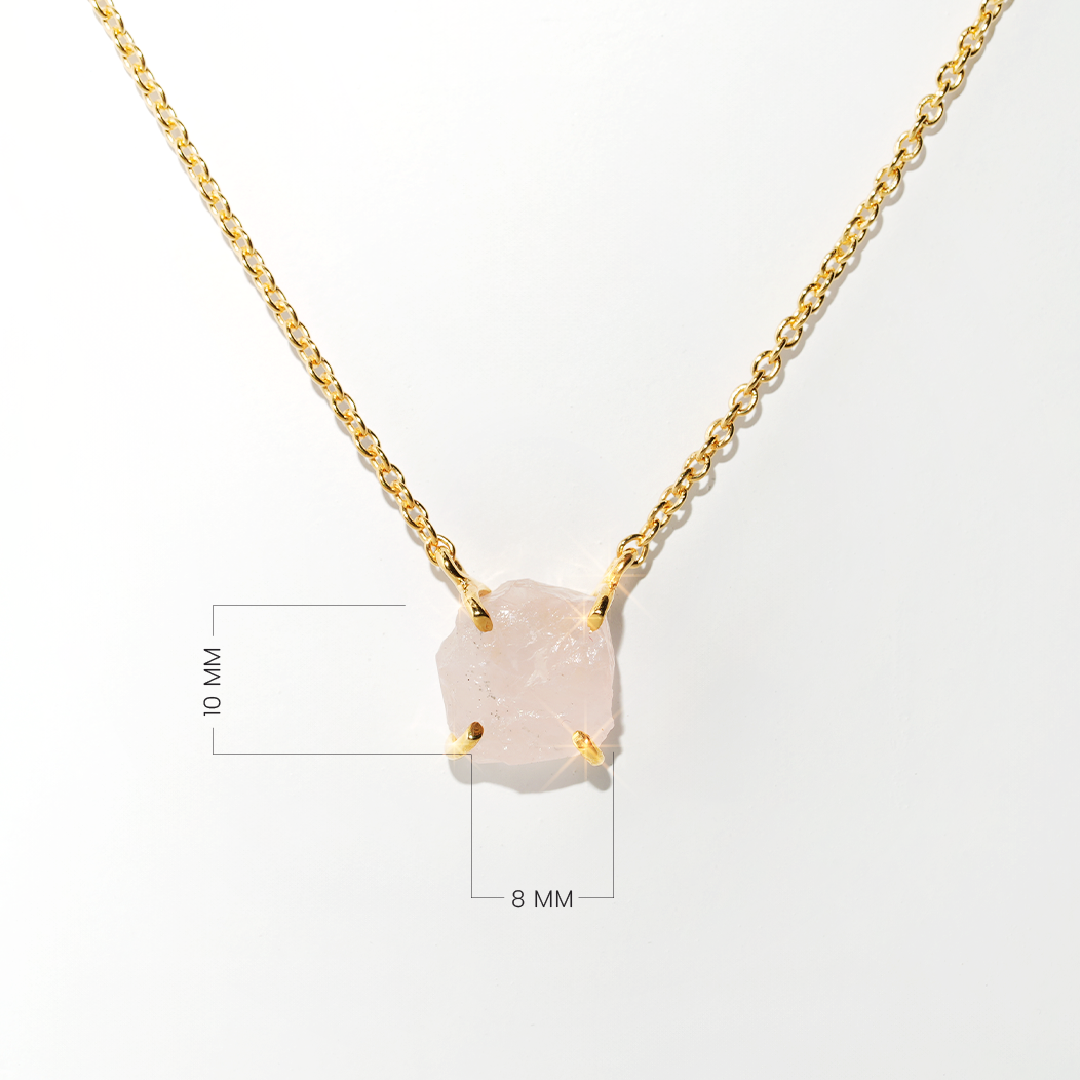 Rose Quartz Necklace Raw Radiance - Gold