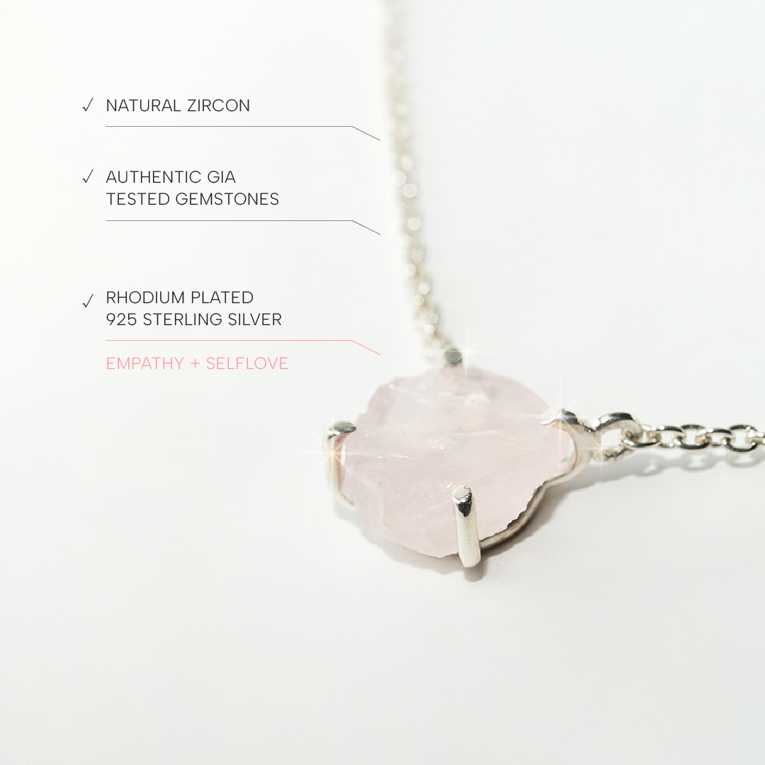 Rose Quartz Necklace Raw Radiance- Sterling Silver