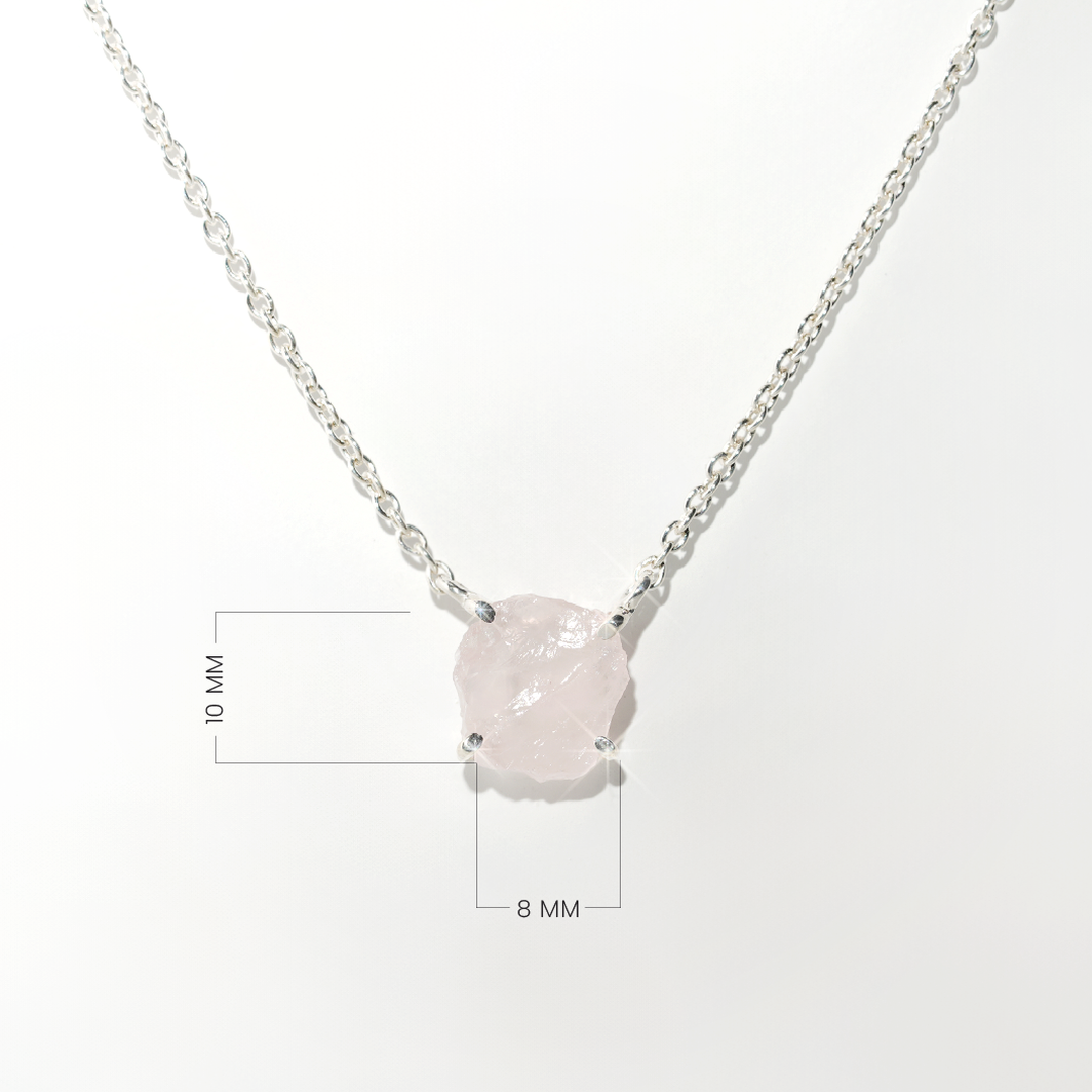 Rose Quartz Necklace Raw Radiance- Sterling Silver