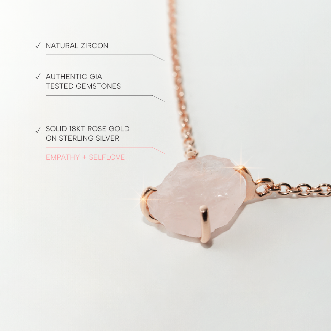 Rose Quartz Necklace Raw Radiance- Rose Gold