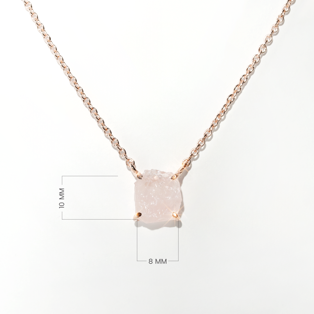 Rose Quartz Necklace Raw Radiance- Rose Gold