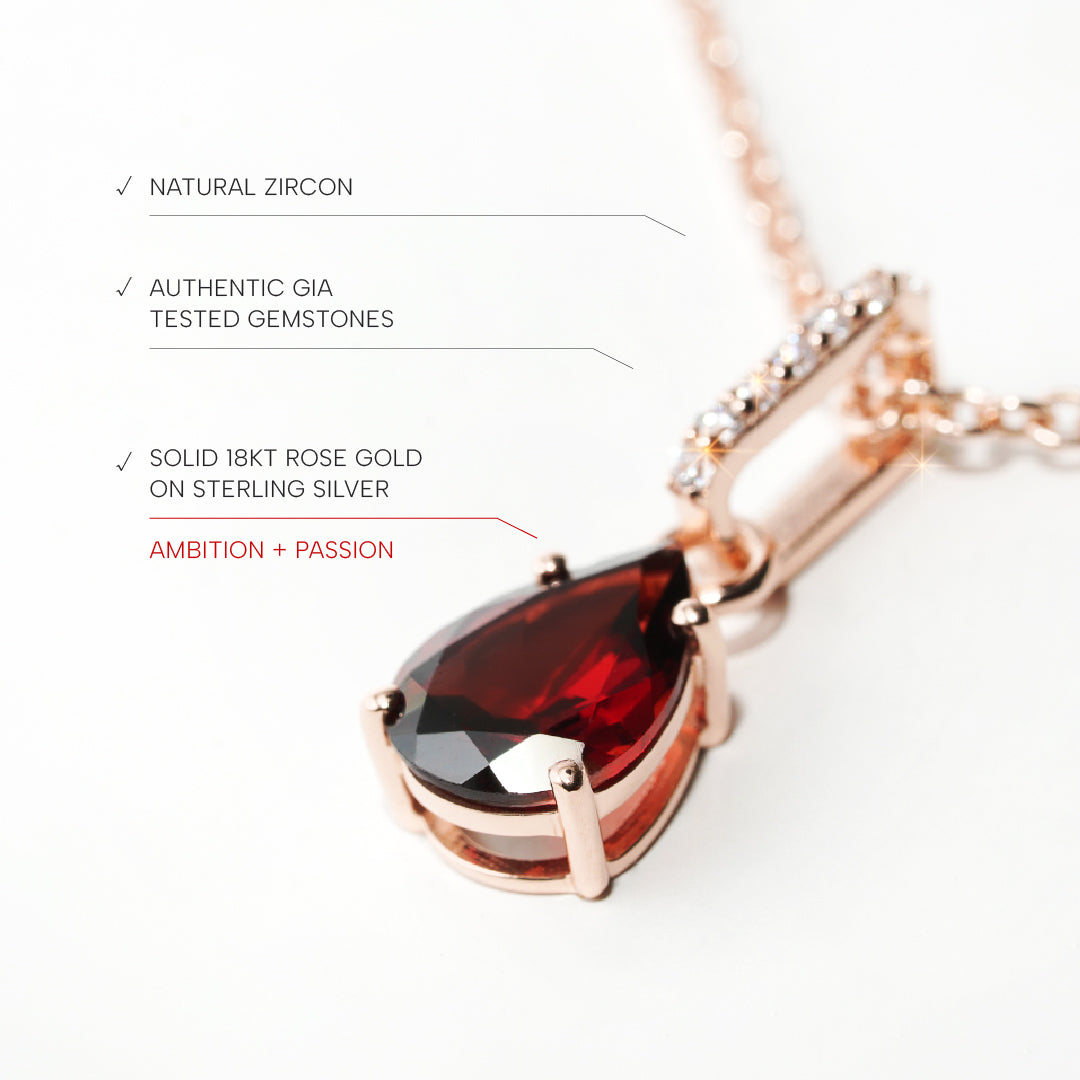Garnet Necklace Spirit- Rose Gold