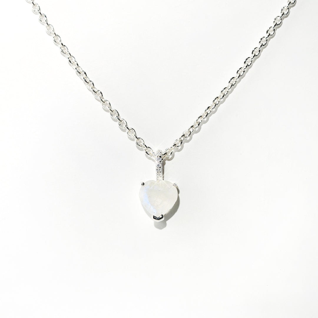 Moonstone Love Necklace- Sterling Silver