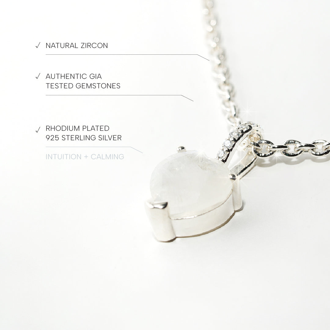 Moonstone Love Necklace- Sterling Silver
