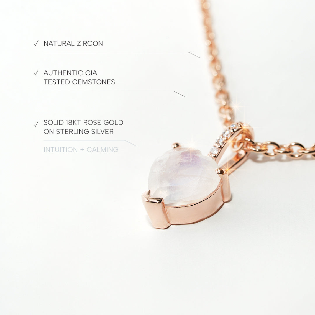 Moonstone Love Necklace -Rose Gold