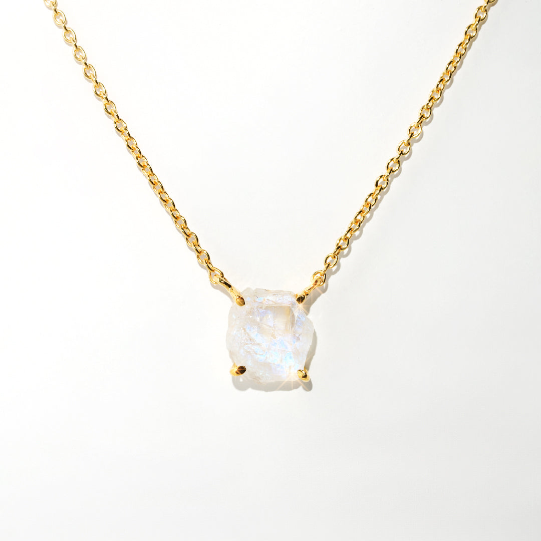 Moonstone Necklace Raw Radiance- Gold
