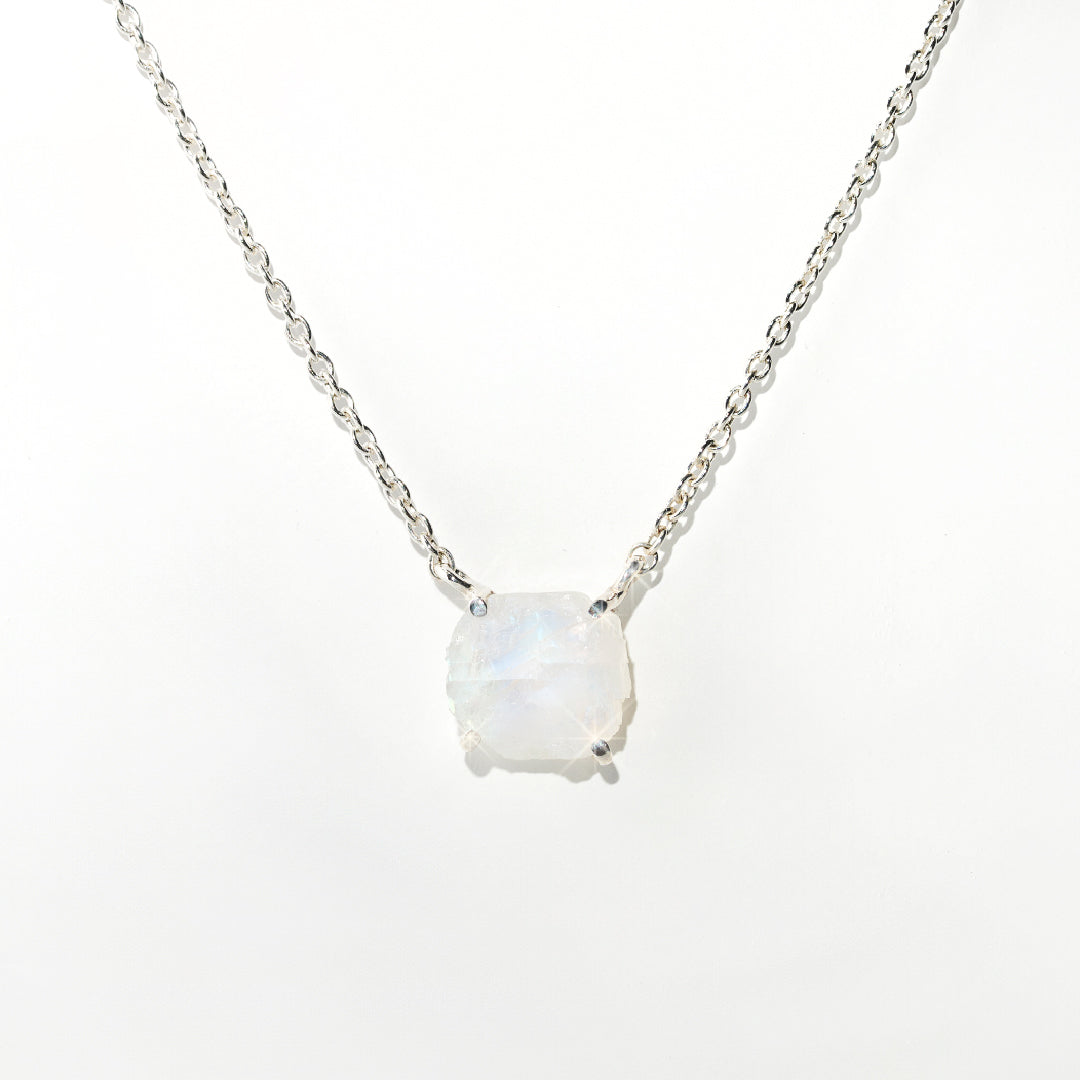 Moonstone Necklace Raw Radiance- Sterling Silver