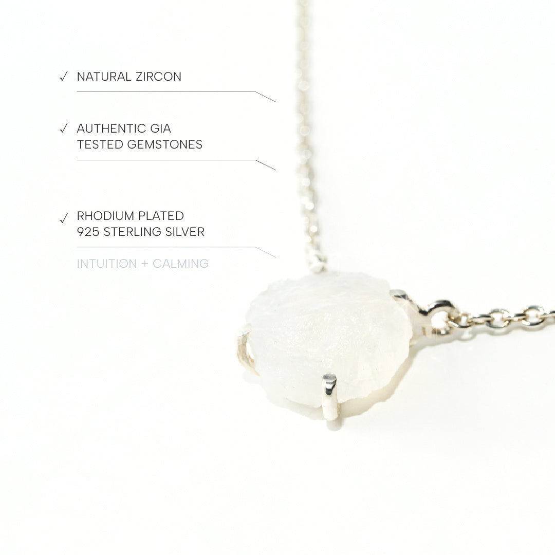 Moonstone Necklace Raw Radiance- Sterling Silver