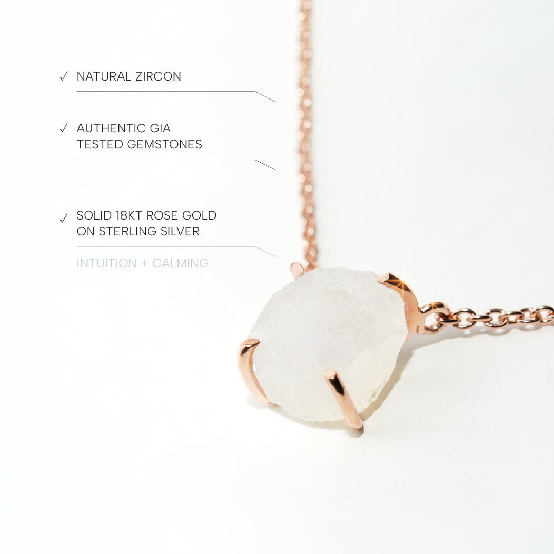 Moonstone Necklace Raw Radiance- Rose Gold