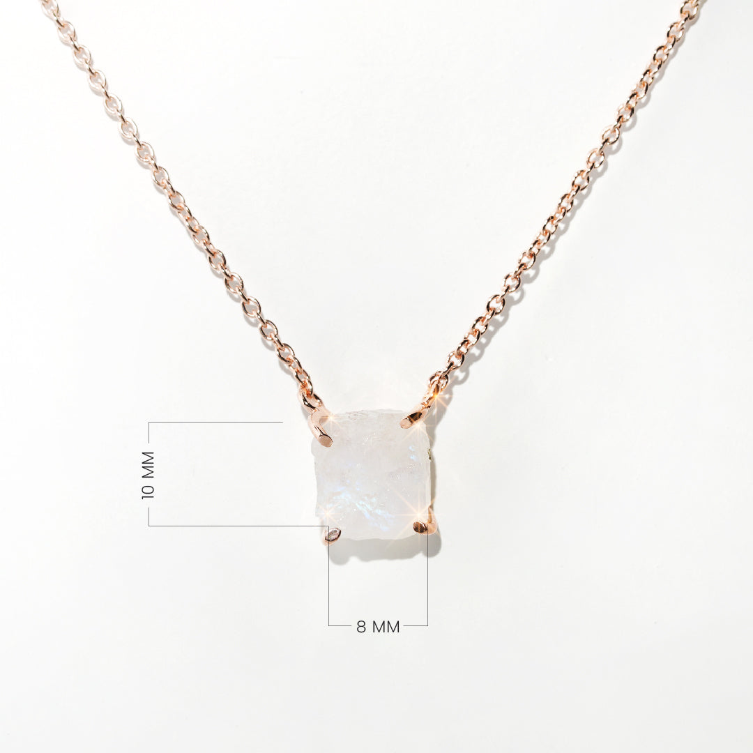 Moonstone Necklace Raw Radiance- Rose Gold