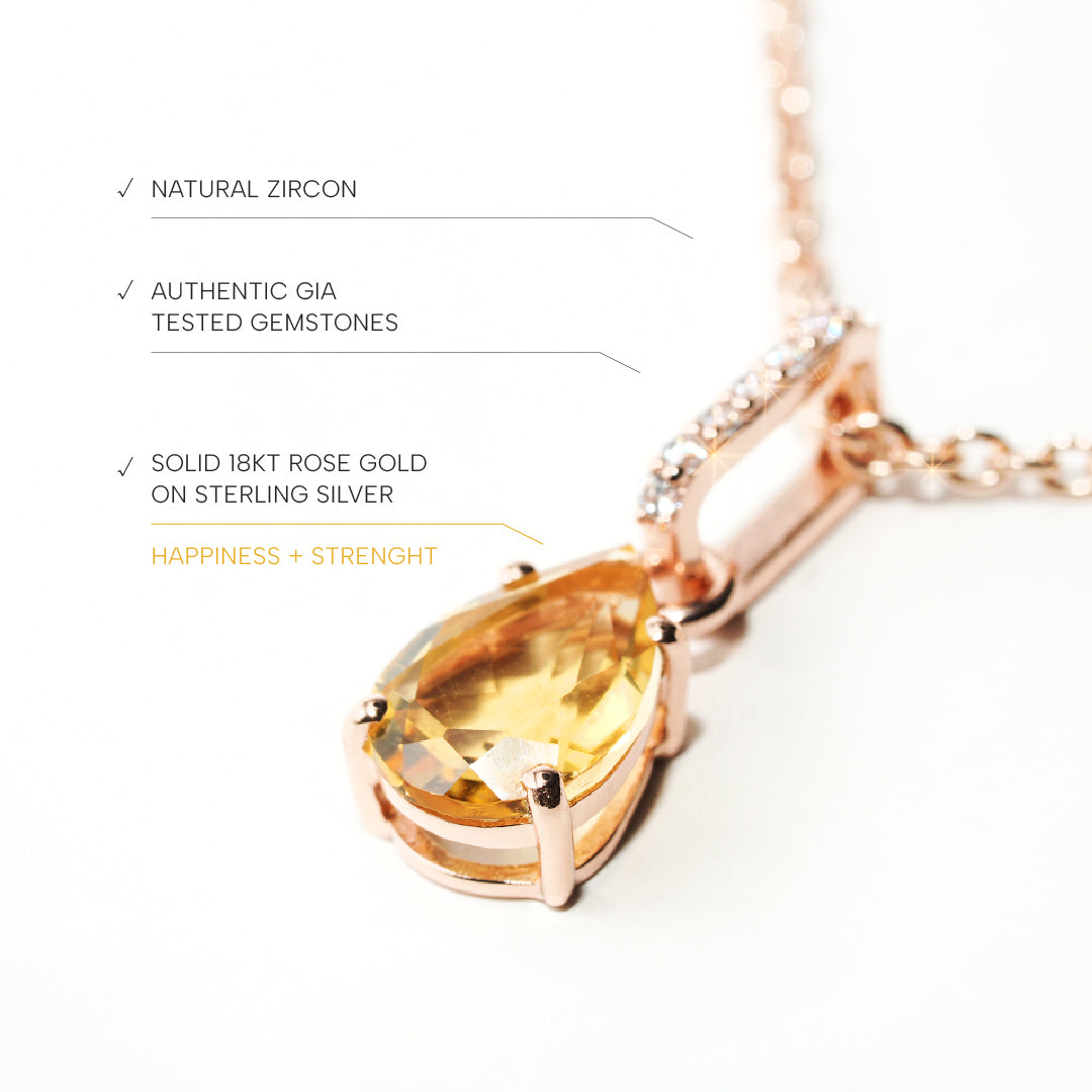 Citrine Necklace Spirit - Rose Gold