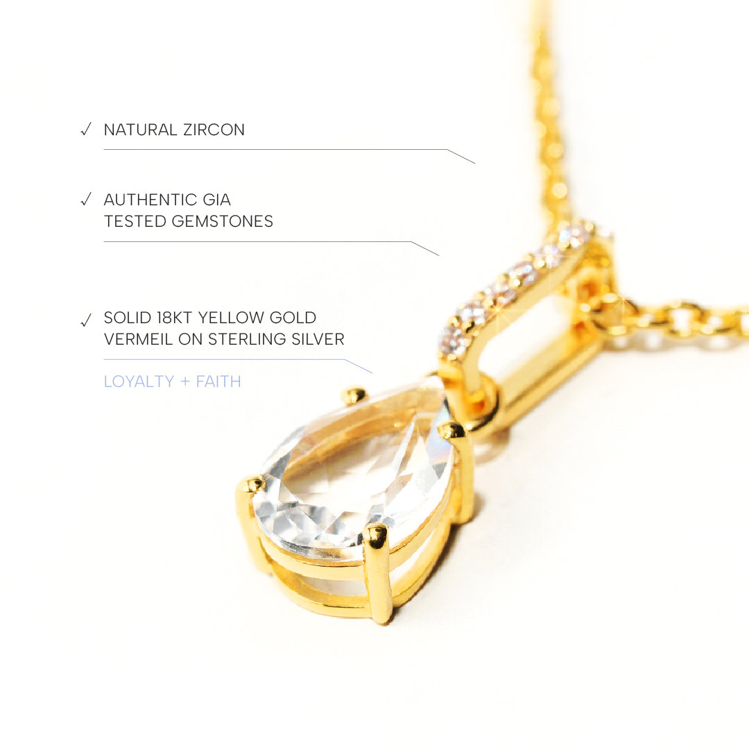White Topaz Necklace Spirit - Gold