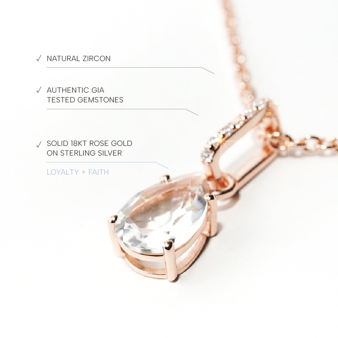 White Topaz Necklace Spirit - Rose Gold