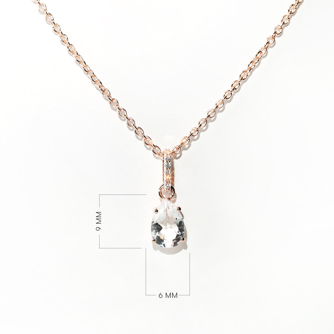 White Topaz Necklace Spirit - Rose Gold