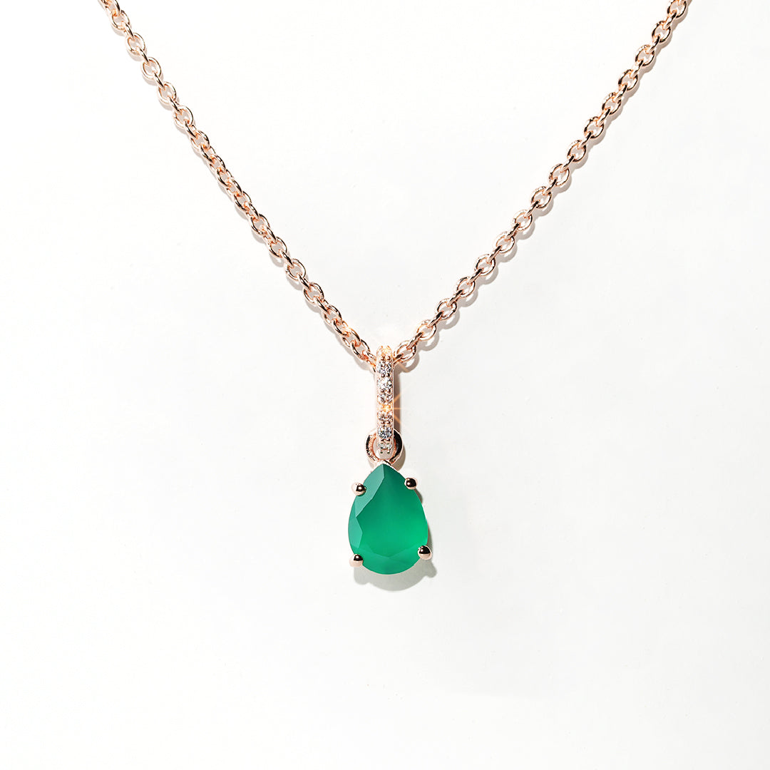 Green Onyx Necklace Spirit- Rose Gold