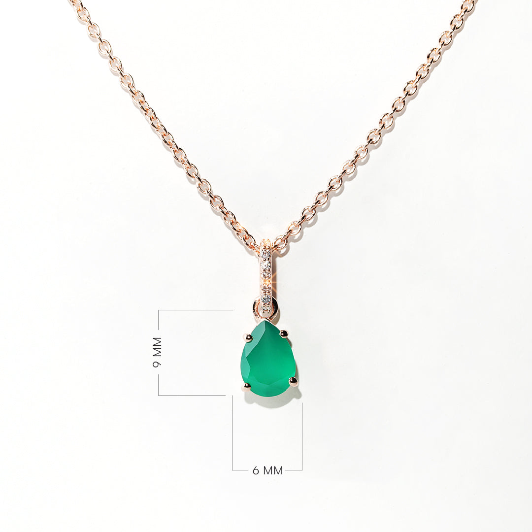 Green Onyx Necklace Spirit- Rose Gold